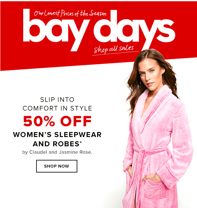 Hudson's Bay Canada Bay Day Deals Save 50 Off Sleepwear, Robes, Bras, Underwear & More