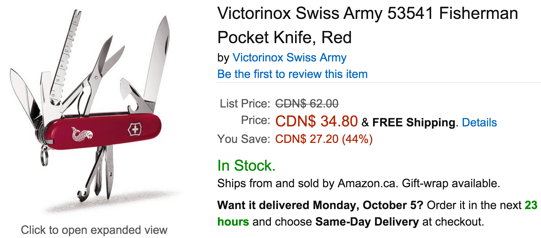 Amazon Canada Today's Offers Save 44 On Victorinox Swiss Army Pocket