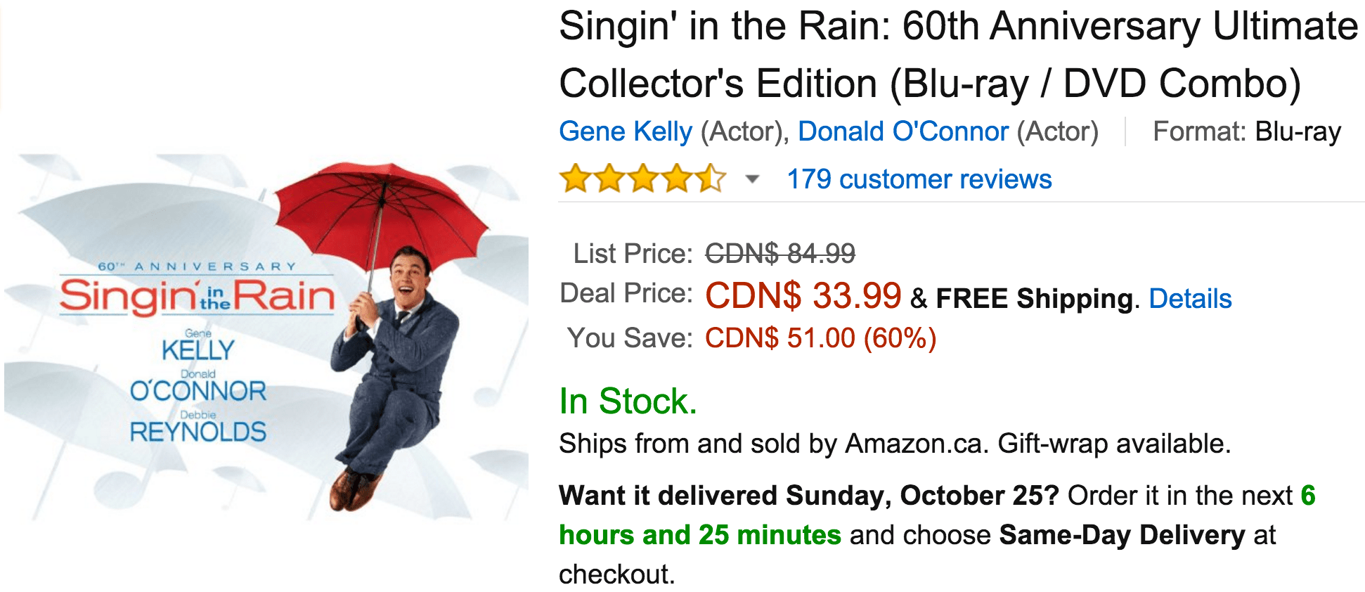 Amazon Canada Deals Of The Day Save 60 On Singin' in the Rain 60th Anniversary Ultimate