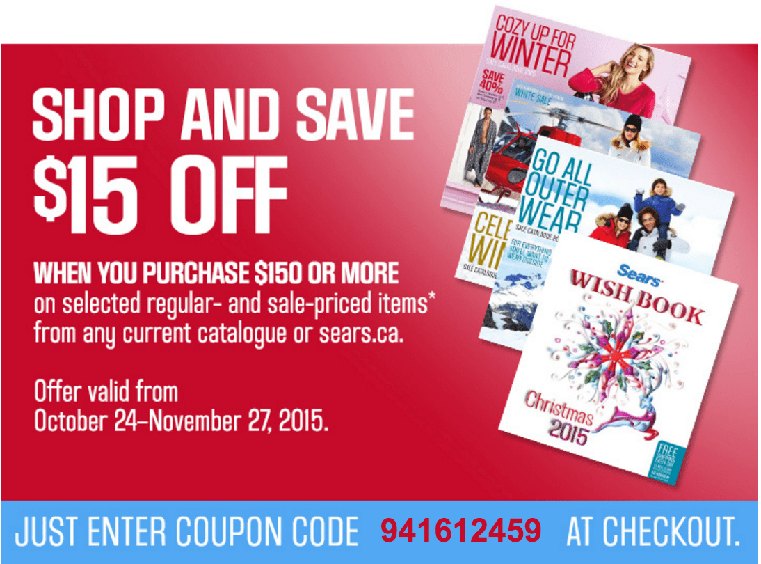 Sears Canada Online Coupon Code Offers Save 15 Off 100 On Selected