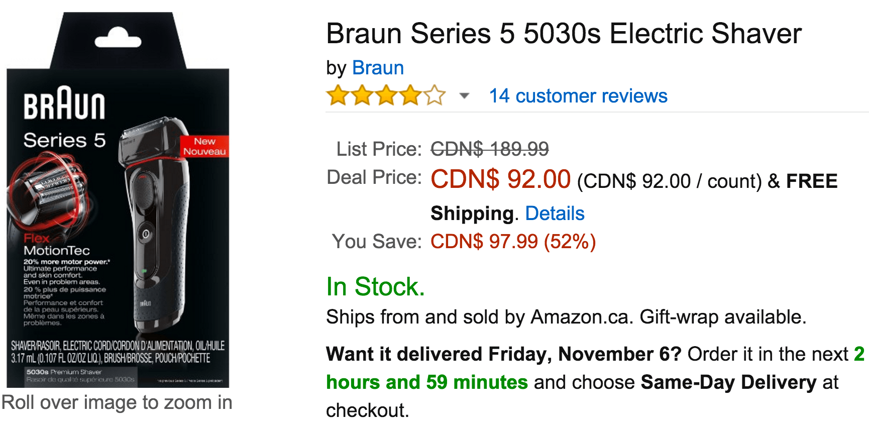 Amazon Canada Deals Save 52 On Braun Series 5 Electric Shaver & Black