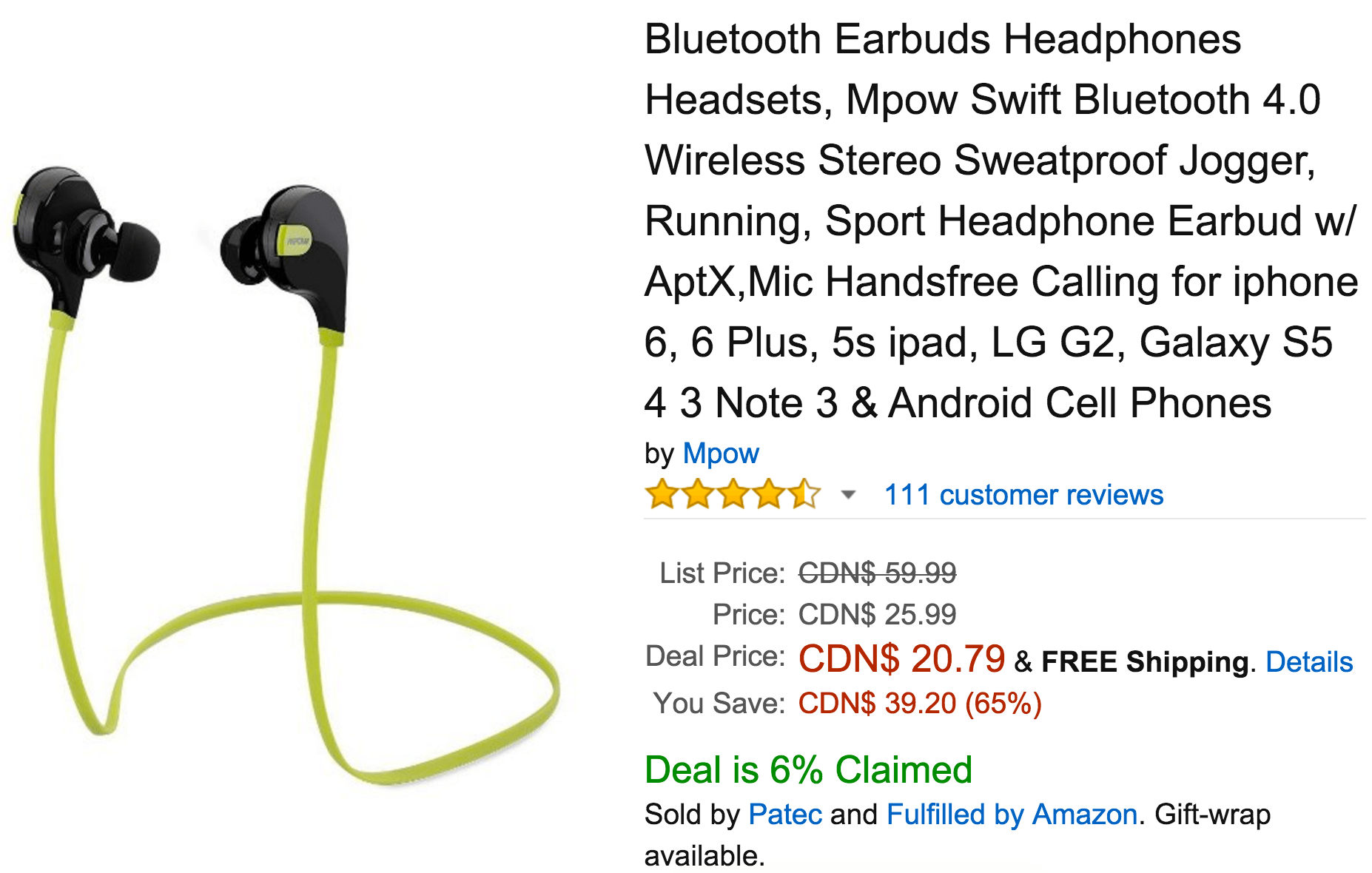 Amazon Canada Today's Deals Save 65 on Bluetooth Earbuds Headphones
