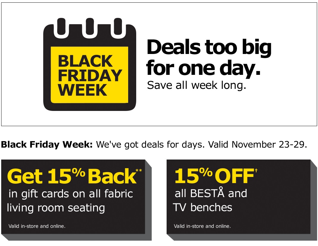 IKEA Canada Black Friday 2015 Flyer & Deals Get 15 Back in Gift Cards