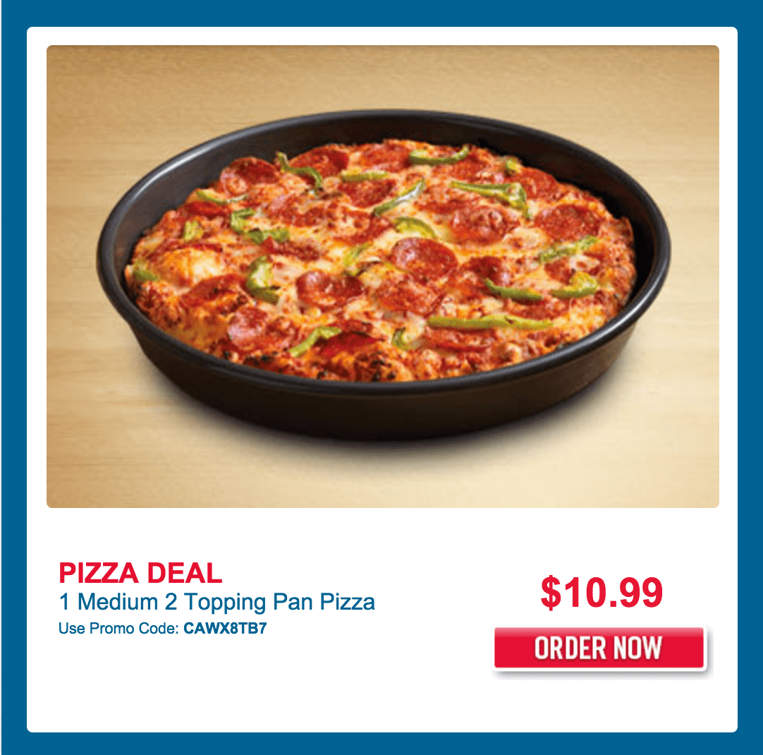 Domino’s Pizza Canada Offers Get 1 Medium 2 Topping PanPizza For 10.