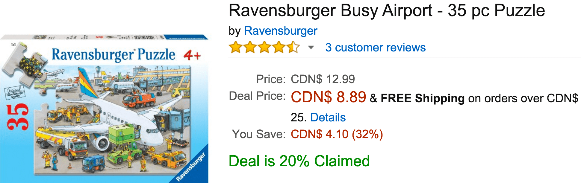 Amazon Canada Today's Deals Save 32 On Ravensburger Busy Airport, 26