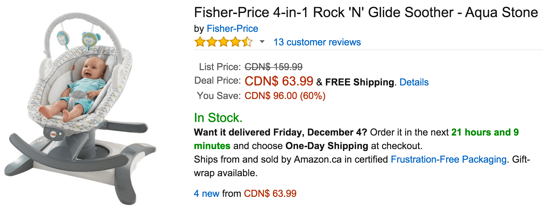 Amazon Canada Deals Of The Day Save 60 On Fisher Price 4in1 Rock 'N