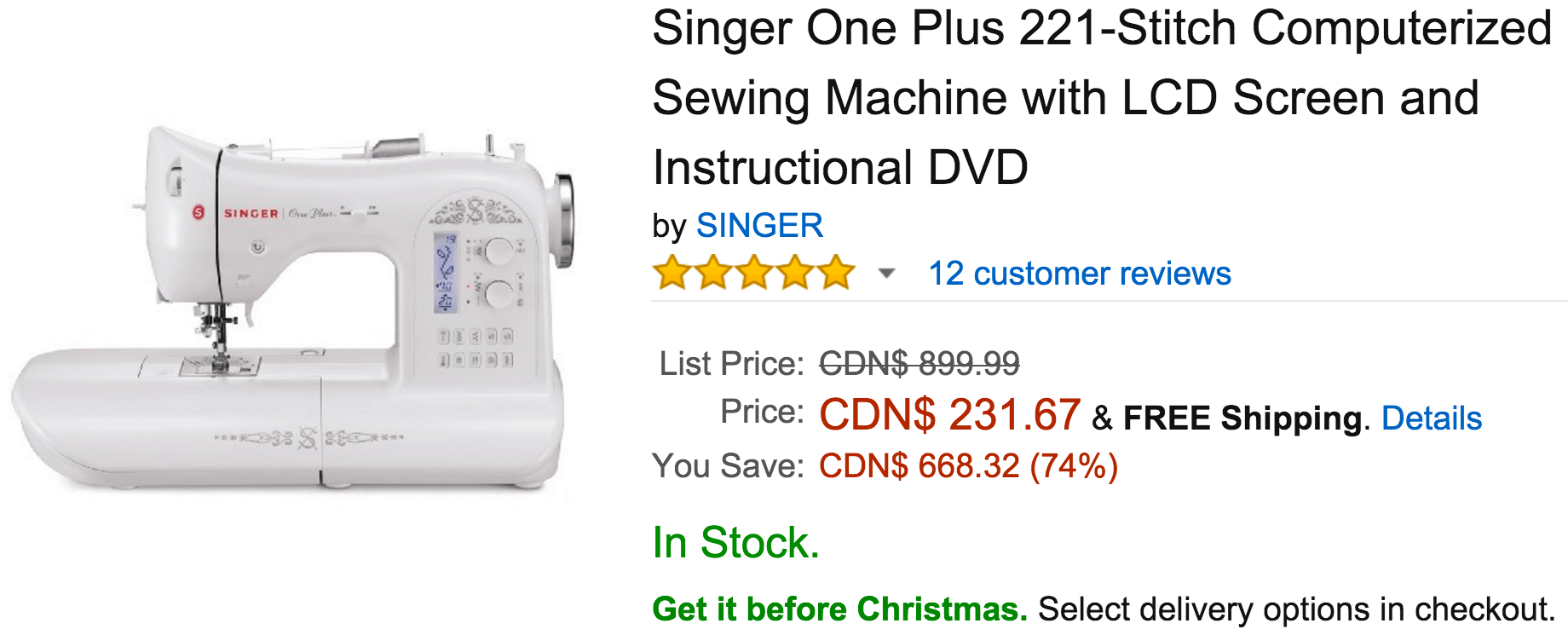 Amazon Canada Today's Deals Save 74 On Singer Sewing Machine, 76 On