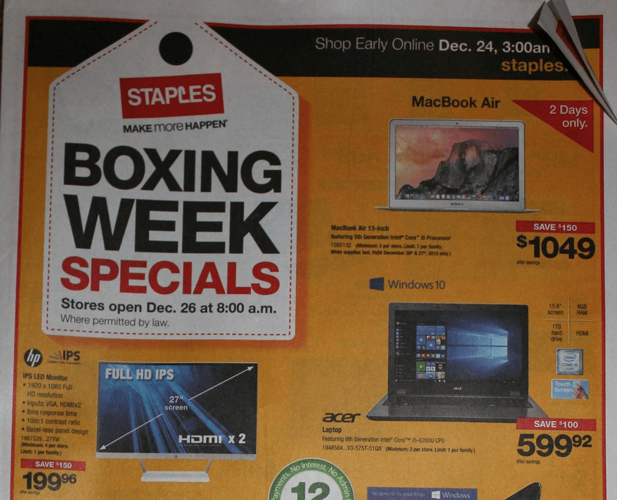 Staples Canada Boxing Day 2015 Deals & Flyer Sneak Peek Canadian