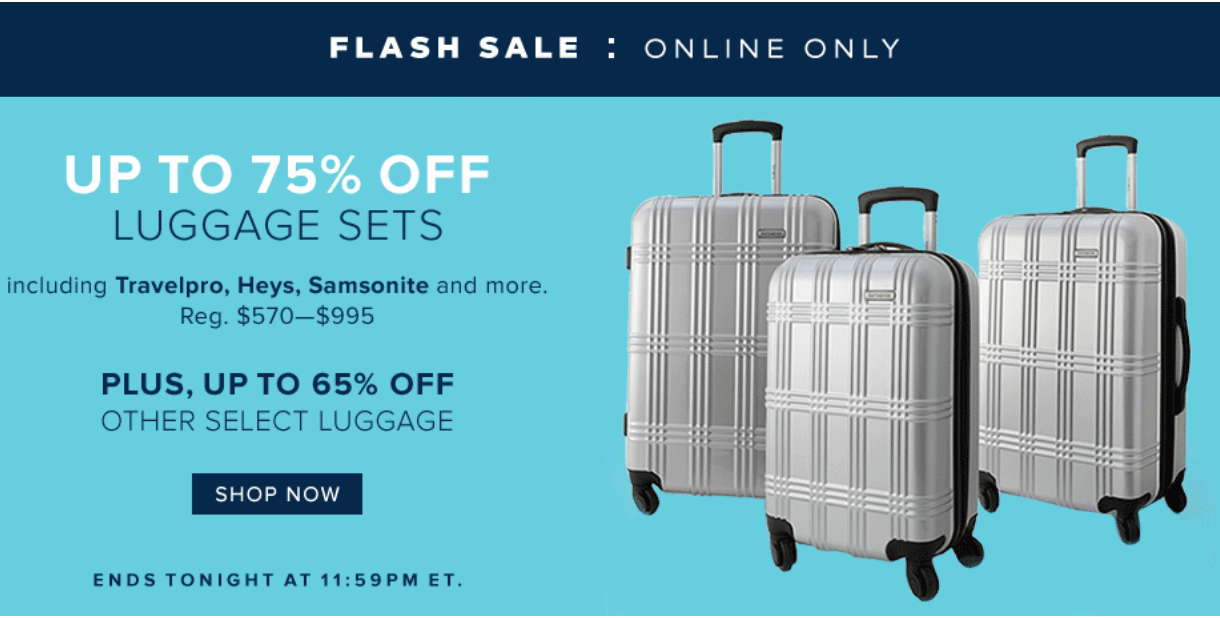 Hudson's Bay Canada Online Flash Sale Save Up To 75 Off Luggage Sets
