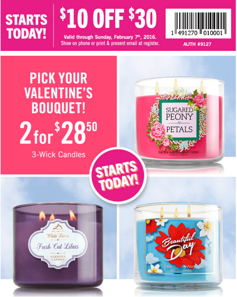 Bath & Body Works Canada Coupons & Deals Save 10 Off 30 & 3Wick Candles, 2 for 28.50