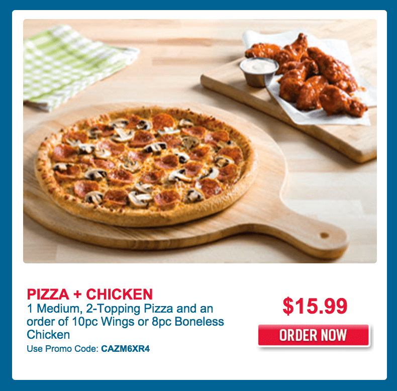 Domino's Pizza Canada Coupon Codes 15.99 For 1 Medium, 2Topping