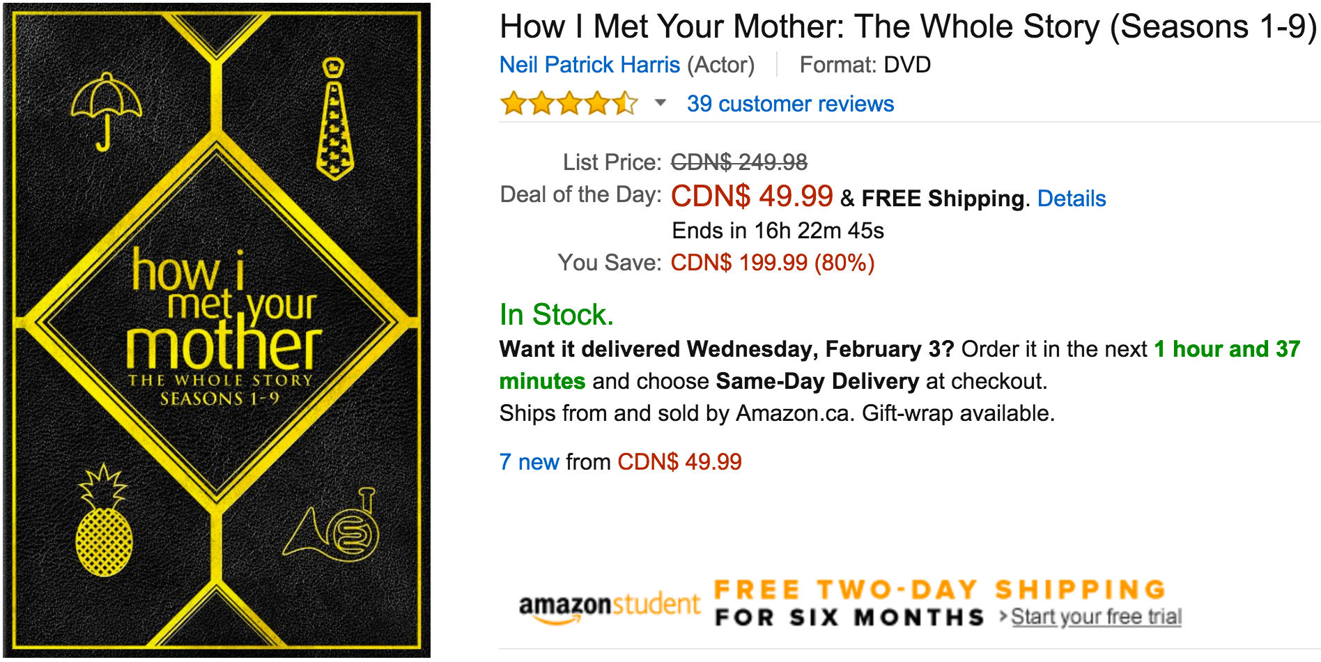 Amazon Canada Deals Of The Day Save 80 On How I Met Your Mother, 39 on KitchenAid Stand Mixer