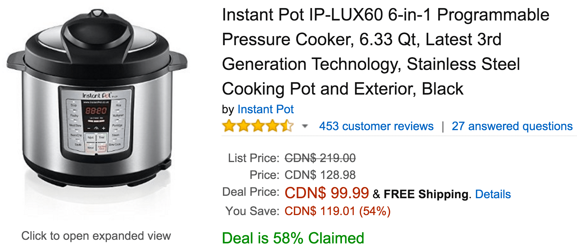 Amazon Canada Deals Of The Day Save 54 On Instant Pot 6in1