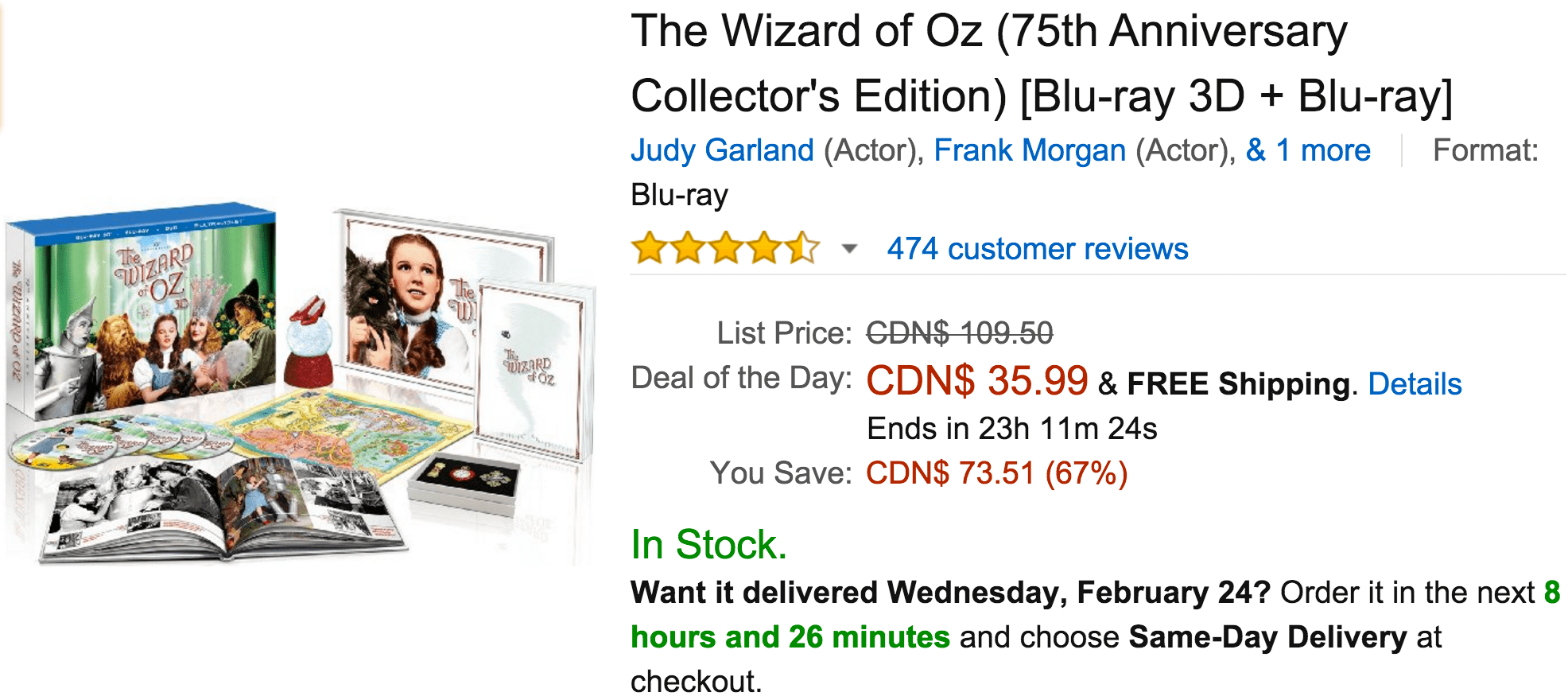 Amazon Canada Deals Of The Day Save 67 On The Wizard of Oz (75th Anniversary Collector's