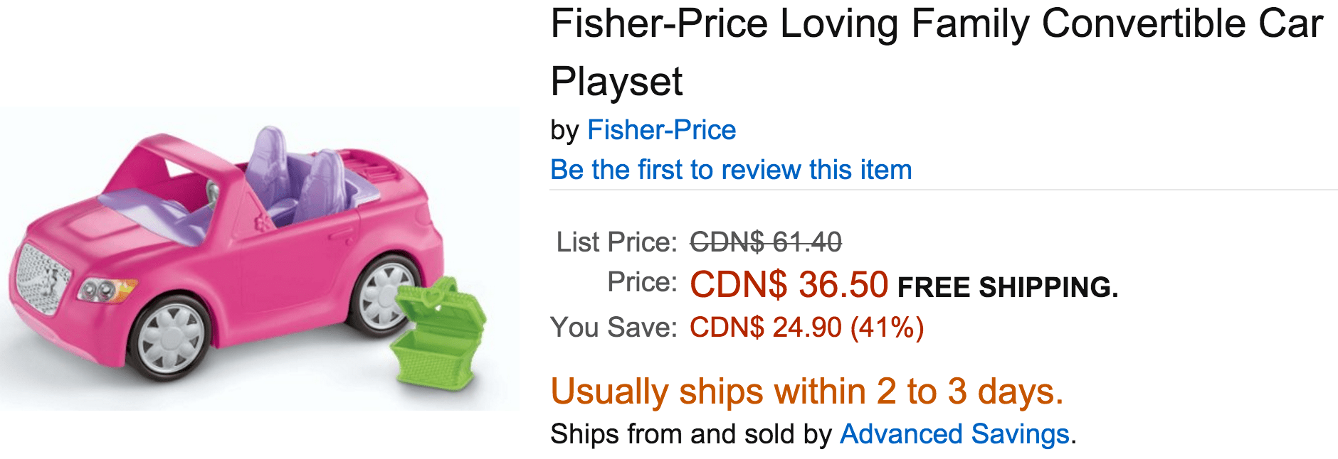Amazon Canada Deals Save 41 On FisherPrice Loving Family Convertible