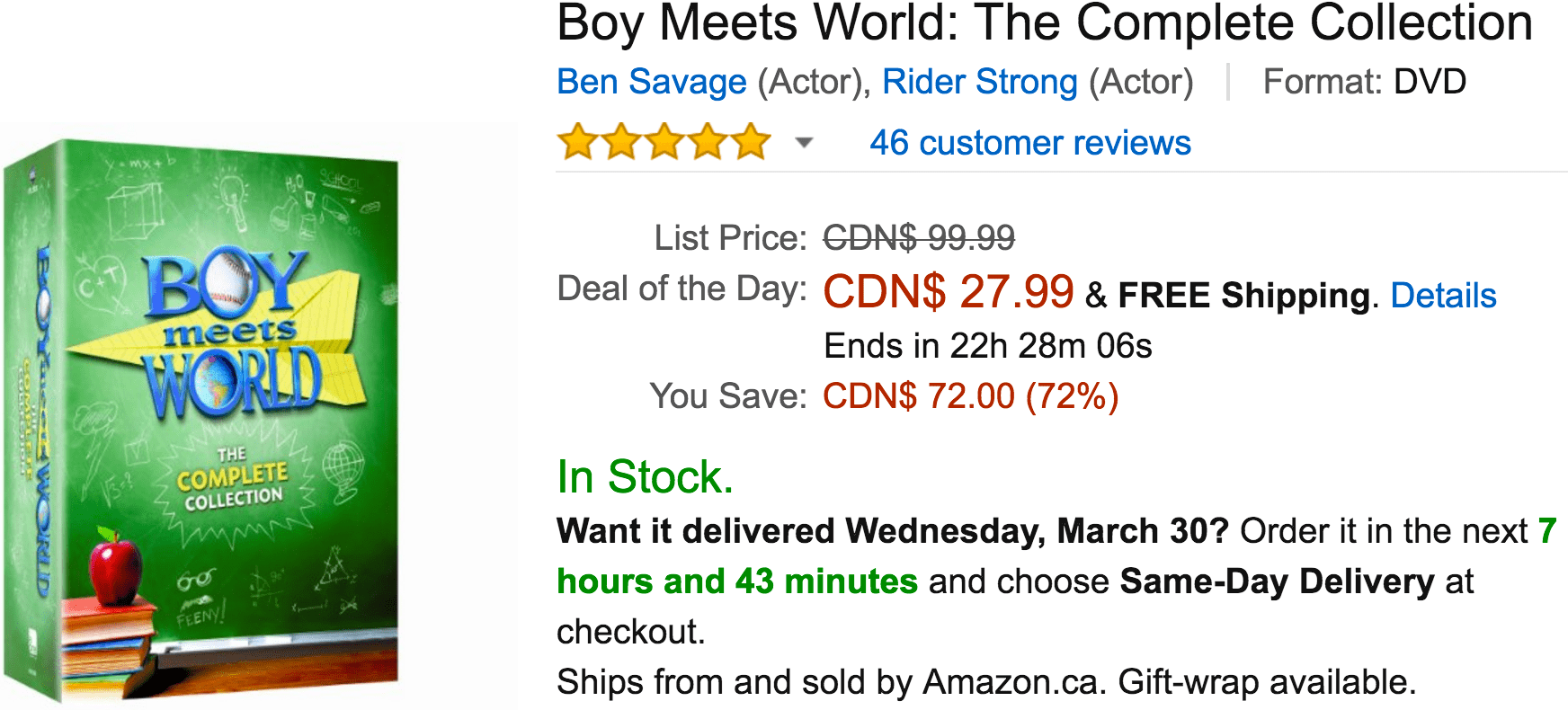 Amazon Canada Deals Of The Day Save 72 On Boy Meets World The