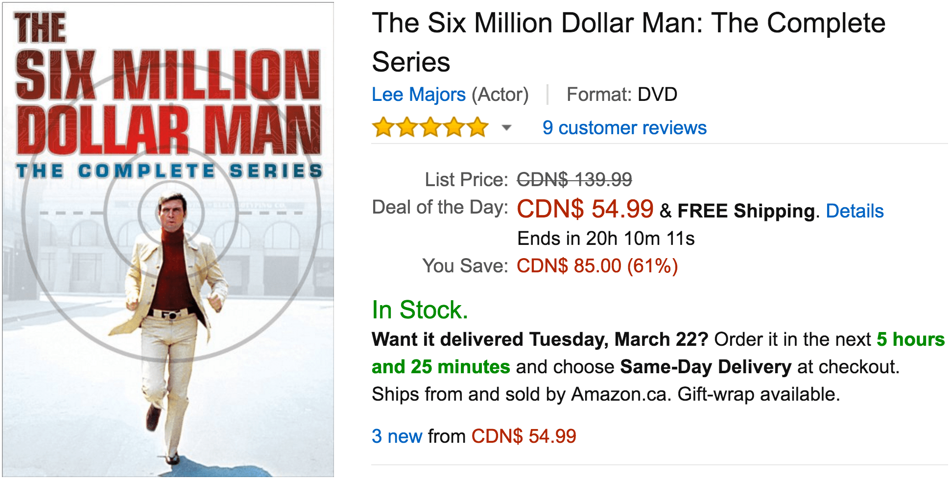 Amazon Canada Deals Of The Day Save 61 On The Six Million Dollar Man