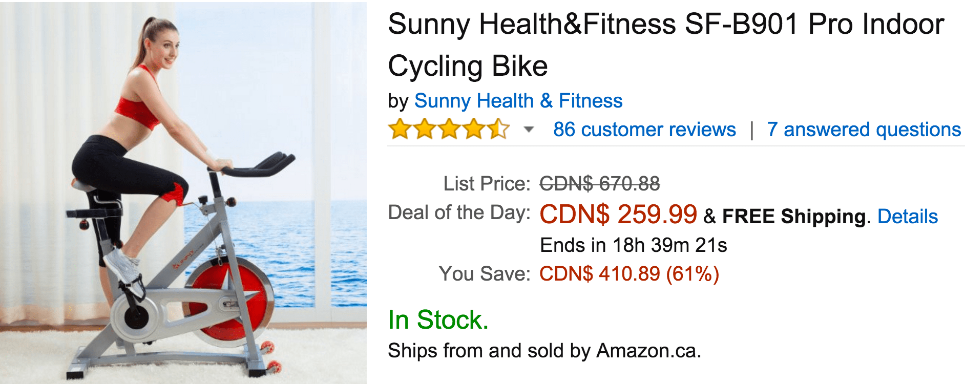 Amazon Canada Deals Of The Day Save 61 On Sunny Health&Fitness SF