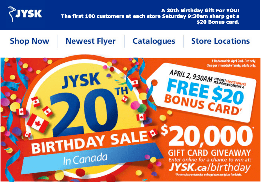 JYSK Canada Bed Bath Home Promotions Get A FREE 20 Bonus Card, Today