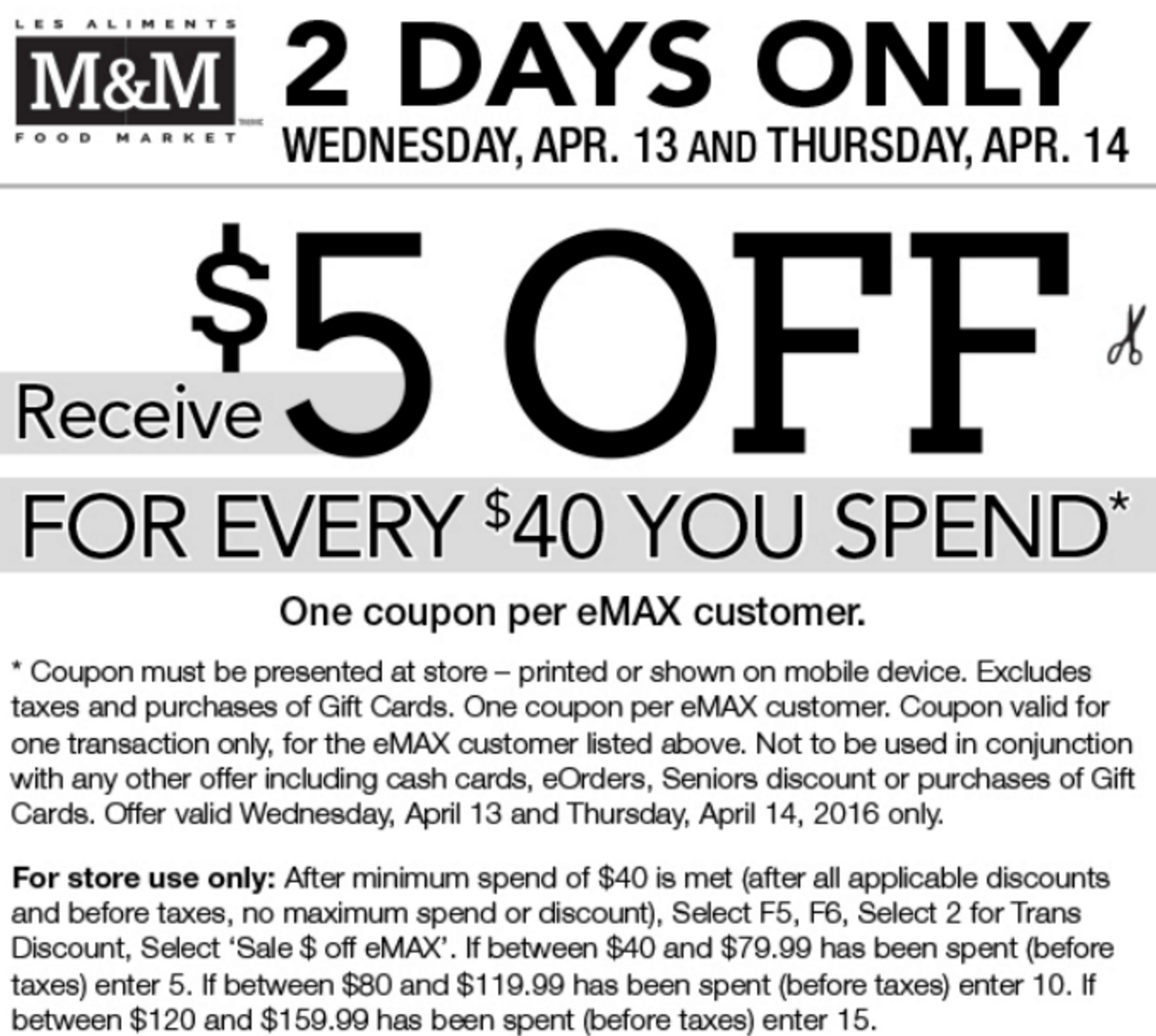 M&M Meat Shops Canada Coupons Save 5 Off Your Purchase Of 40