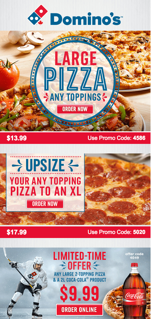 Domino’s Pizza Canada Promo Code Offers Get A Large Pizza With Any
