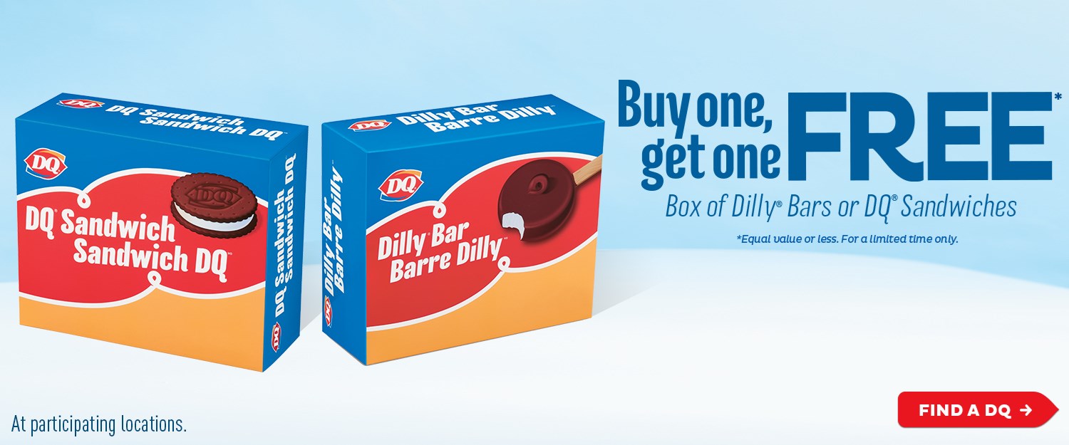Dairy Queen Canada Promotions BOGO FREE on Dilly Bars or DQ Sandwiches