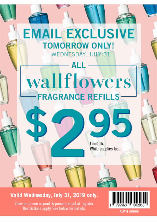 Bath & Body Works Canada Coupon Wallflowers Fragrance Refills for 2.