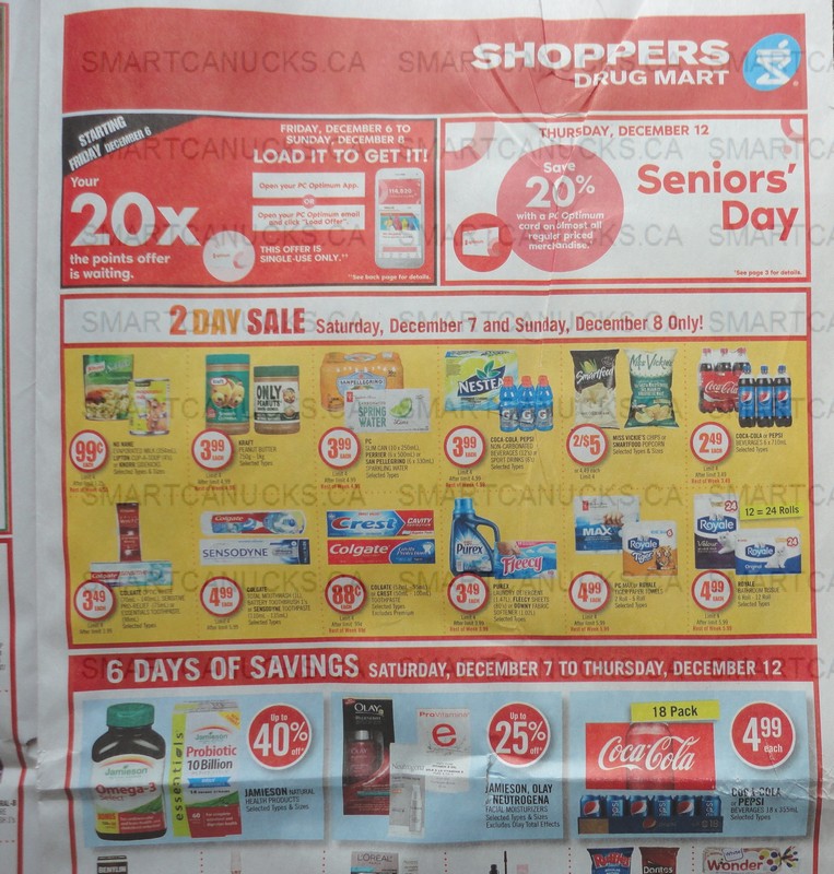 Shoppers Drug Mart Canada 20x The PC Optimum Points December 8th