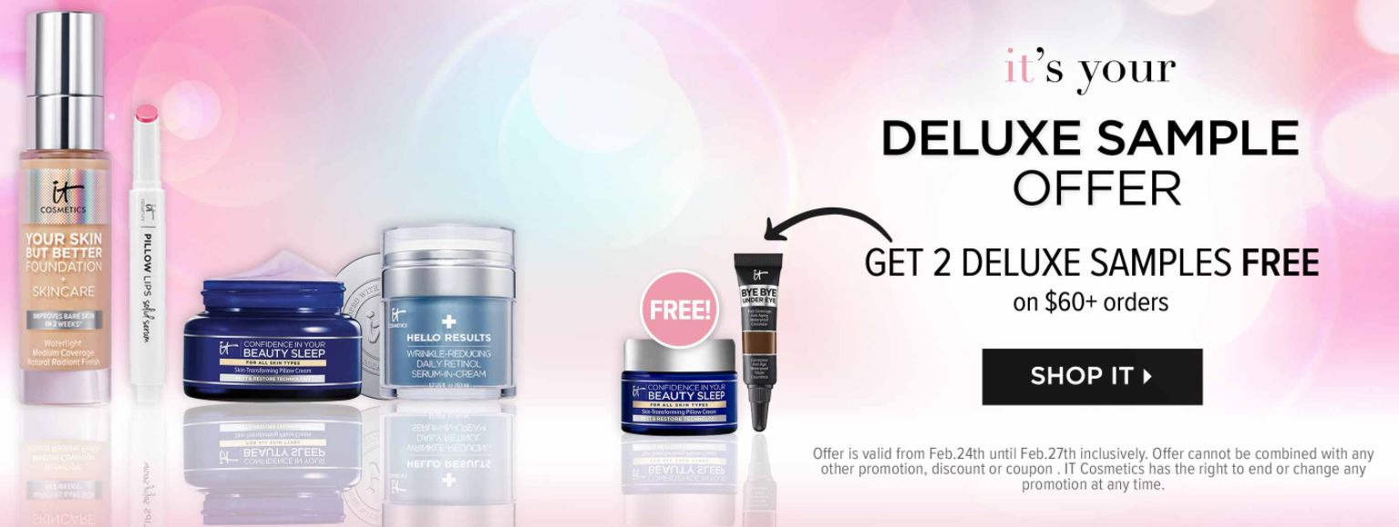 IT Cosmetics Canada Sale FREE 2 Deluxe Samples with Your Purchase 60