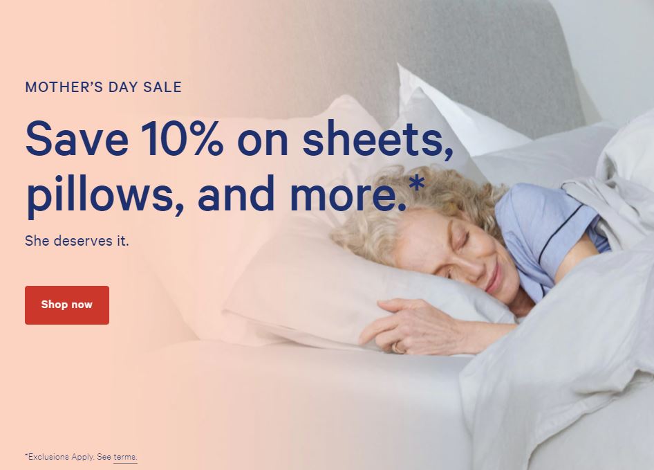 Casper Canada Mother's Day Sale Save 10 OFF Sheets, Pillows & More