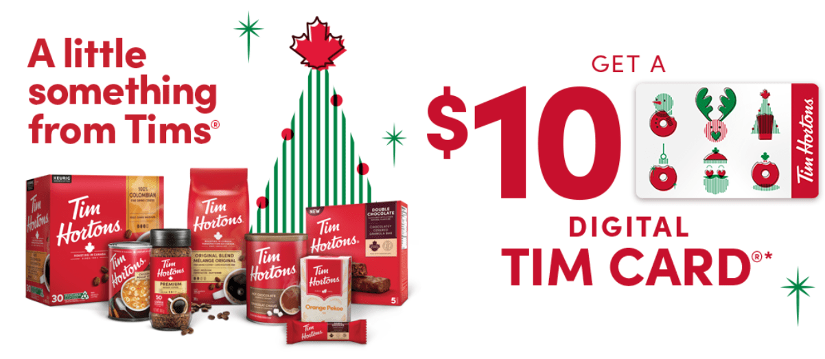 Tims At Home Canada Get A 10 Digital Gift Card When You Spend 30 On