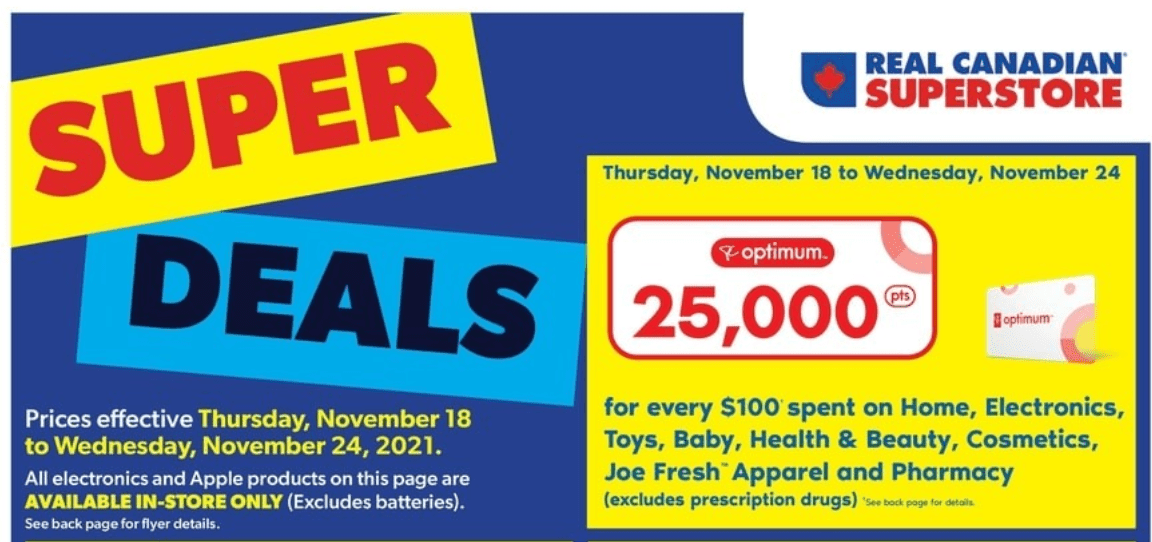 Real Canadian Superstore Ontario Get 25,000 PC Optimum Points For Every 100 Spent On General