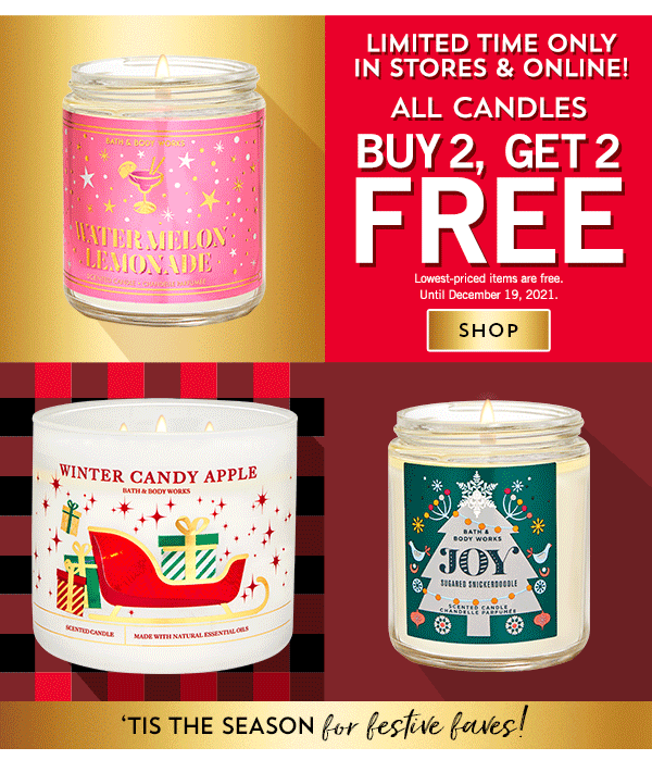 Bath & Body Works Canada Holiday Deals All Candles, Buy 2, Get 2 FREE
