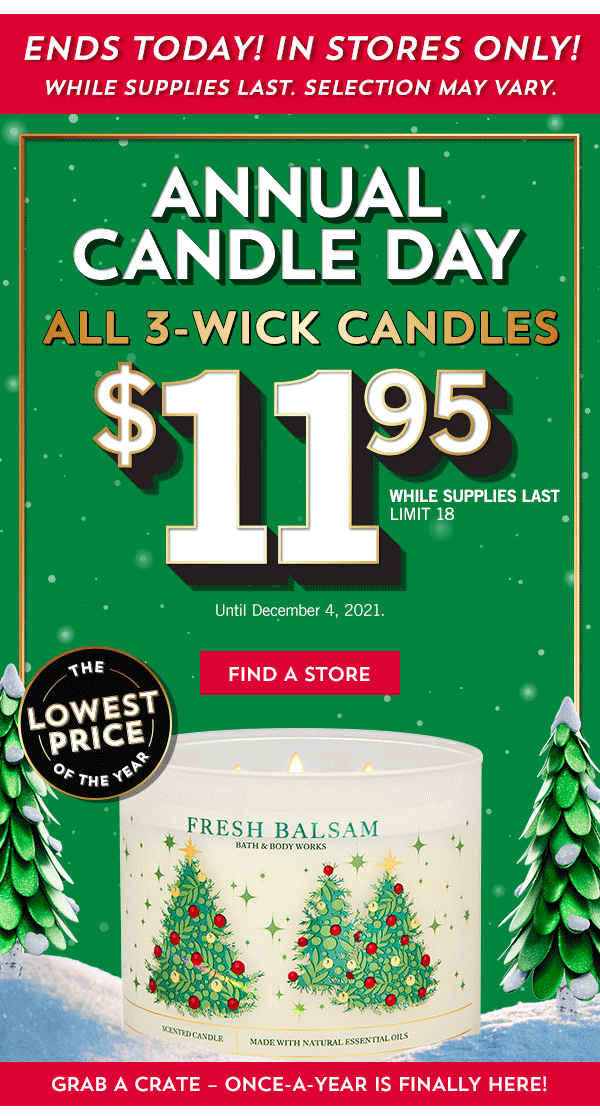 Bath & Body Works Canada Annual Candle Day 11.95 All 3Wicks