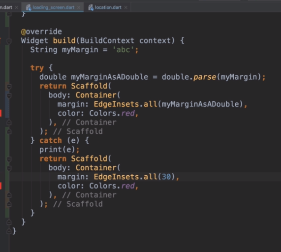 Exception Handling in Flutter Try Catch use example SmartCodeHelper