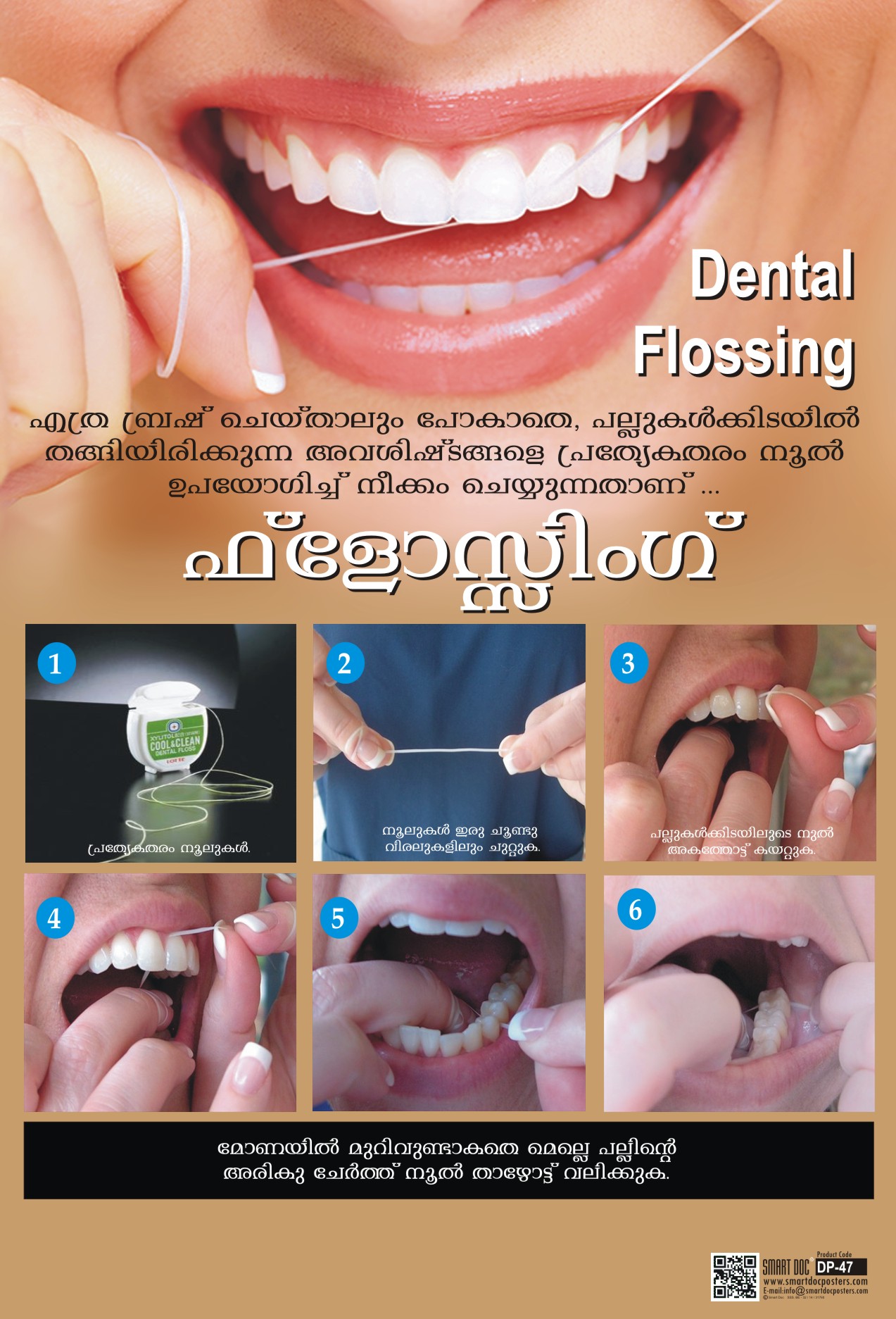 Dental Flossing The right way (Malayalam) DP47M Smart Doc Posters