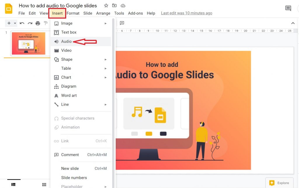 How to add audio to google slides Customize Your Presentation