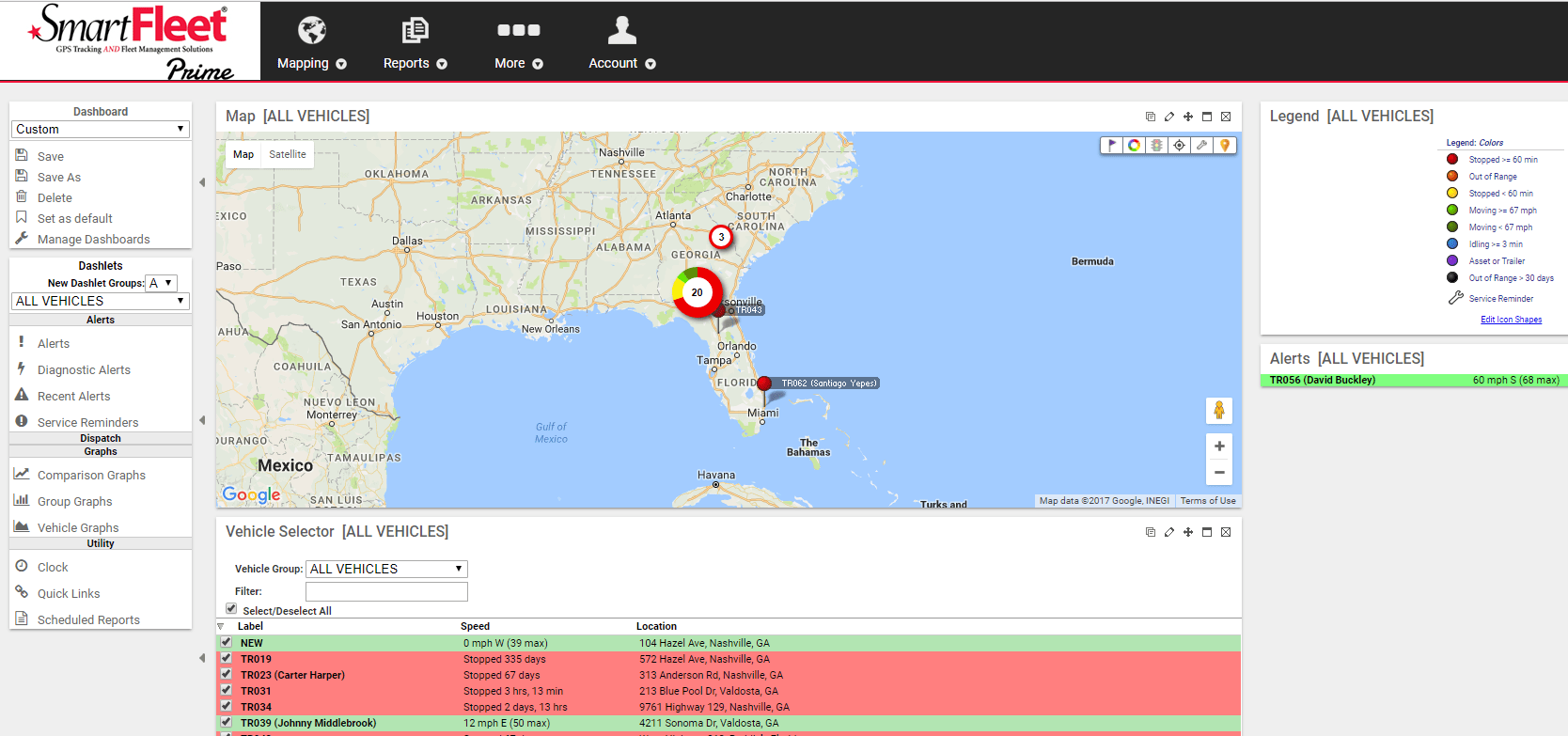 Prime Screen GPS Fleet Tracking and Management Smart Fleet USA