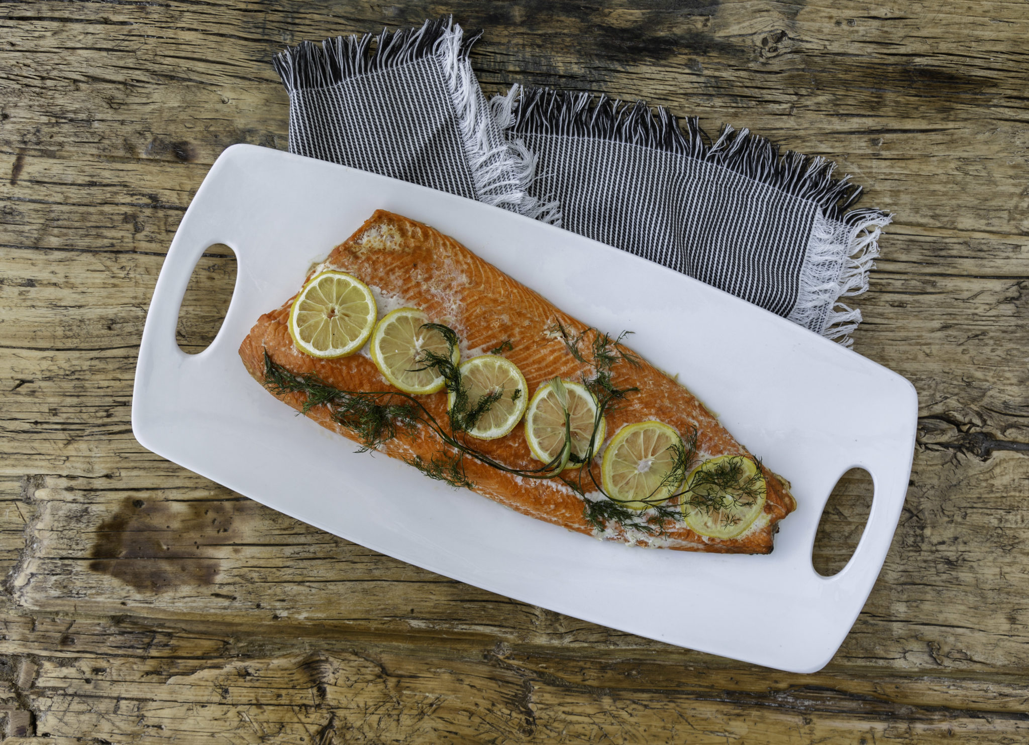 Slow roasted sockeye salmon with lemon and dill is simple to put