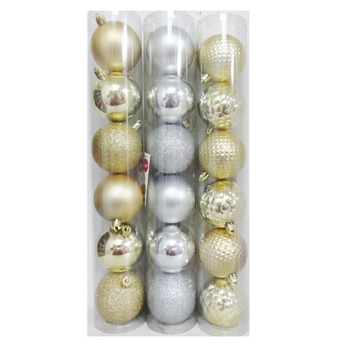 XMas Ball Ornaments 6pc Gold & Silverwholesale