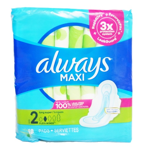Always Maxi Pads 18ct WWings Super Longwholesale