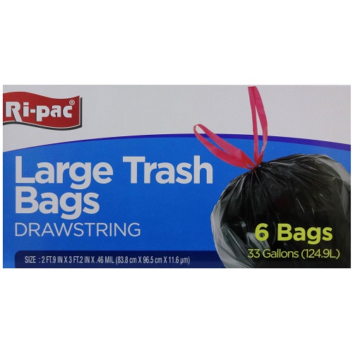 RiPac Drawstring Lg Trash Bags 6ct 33glwholesale