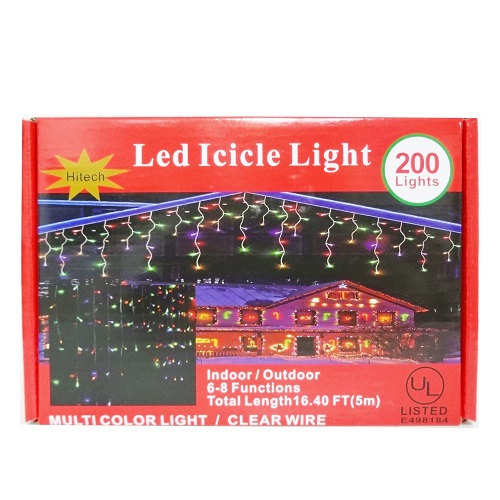 XMas LED Icicle Lights 200ct Multicolorwholesale