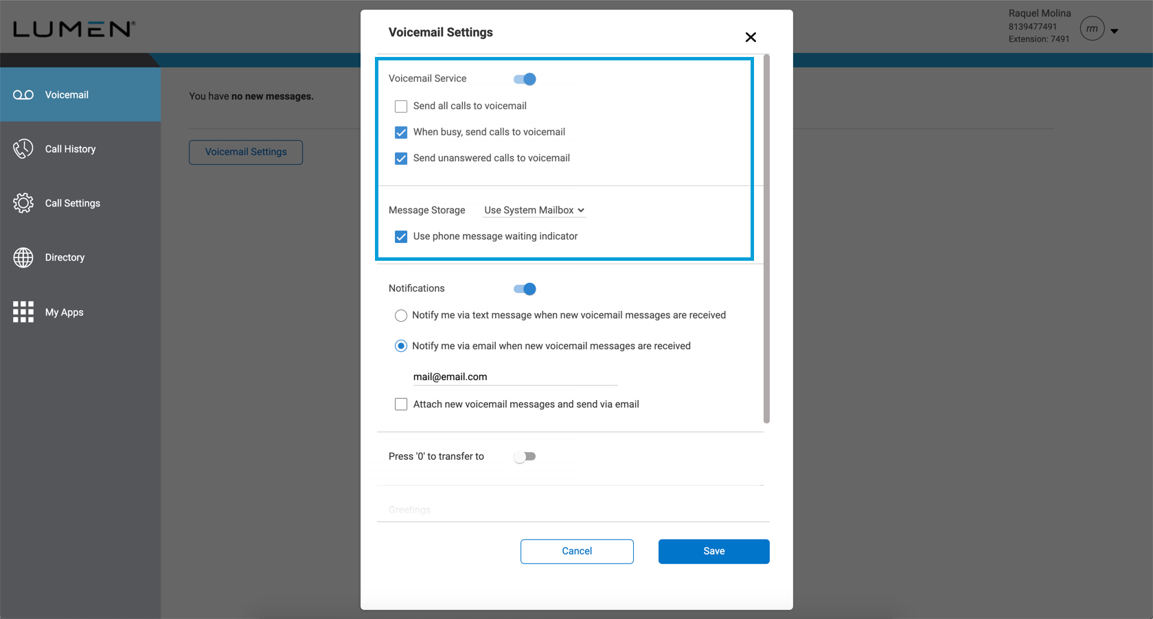 End User Unified Messaging Lumen
