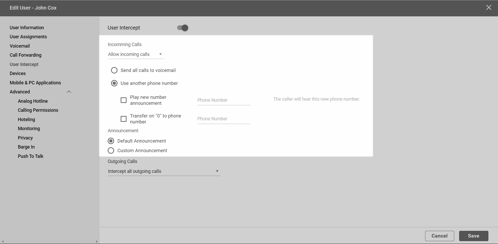 Enterprise Portal User Intercept Verizon