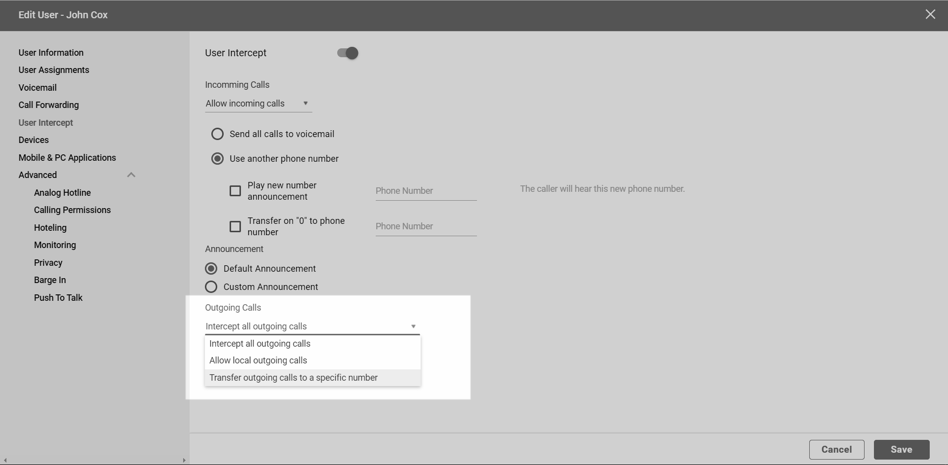 Enterprise Portal User Intercept Verizon