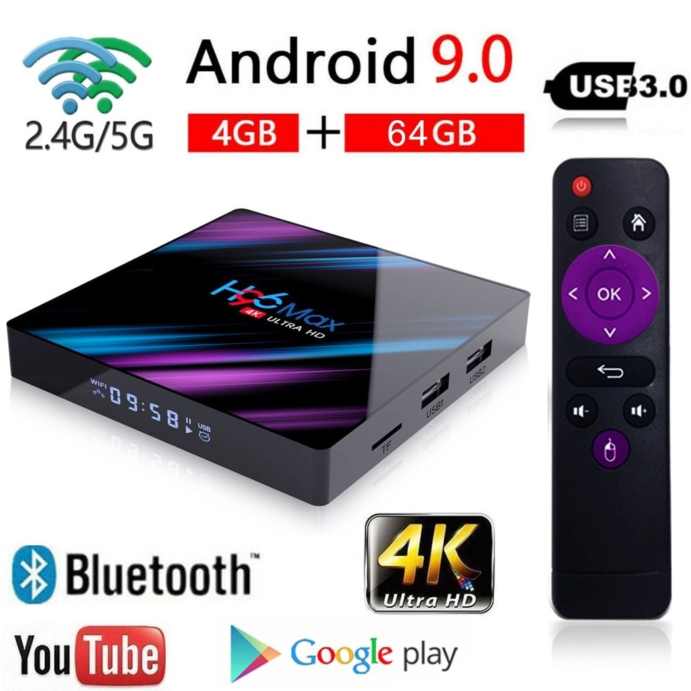 H96 Max TV Box Android 9.0 Rockchip RK3318 4 GB RAM 64 GB ROM H.265 4K Smart Market