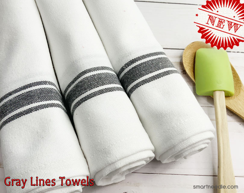 _Gray Line White Kitchen Towels Blanks 100 Cotton Smart Needle