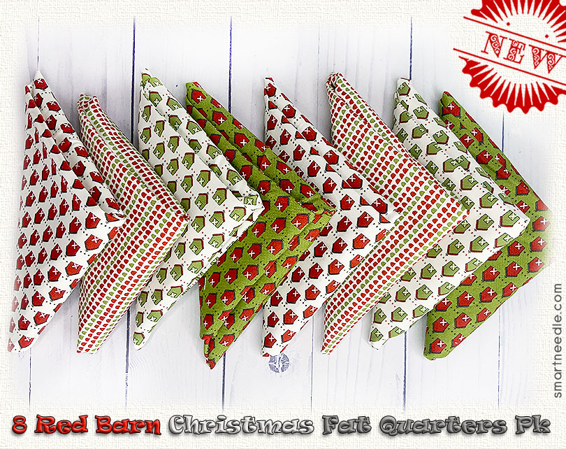 Red Barn Christmas Fat Quarters Fabric Package Smart Needle