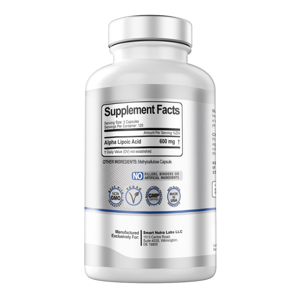 Alpha Lipoic Acid 600mg Per Serving, 240 Vegan Capsules Gluten Free